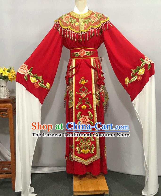 China Traditional Shaoxing Opera Empress Clothing Peking Opera Hua Tan Red Dress Outfits Ancient Queen Garment Costumes