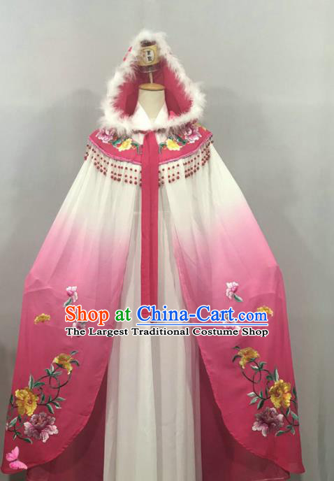 China Peking Opera Hua Tan Embroidered Pink Cape Ancient Princess Clothing Traditional Shaoxing Opera Actress Mantle