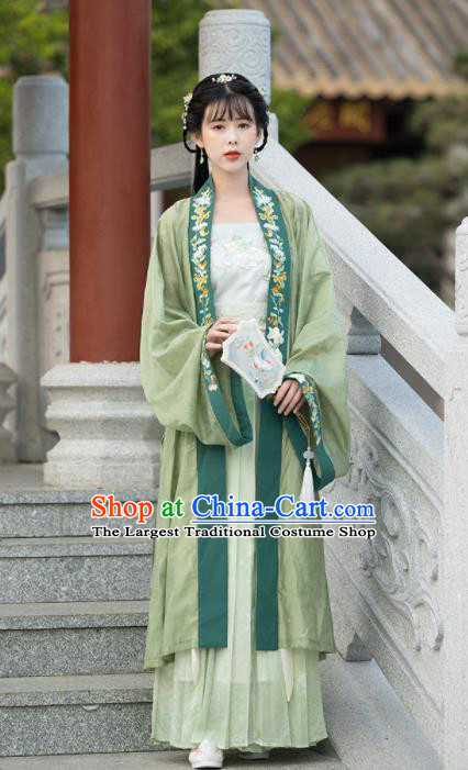 China Ancient Young Lady Garment Costumes Traditional Hanfu Dress Song Dynasty Patrician Woman Historical Clothing