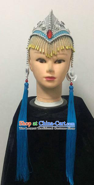 China Minority Dance Hair Accessories Mongolian Ethnic Performance Tassel Headpiece Mongolian Nationality Folk Dance Headdress