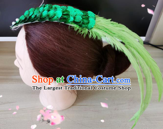 Professional Ballet Dance Headpiece Modern Dance Hair Accessories Peacock Dance Feather Hair Stick Crested Ibis Dance Headdress