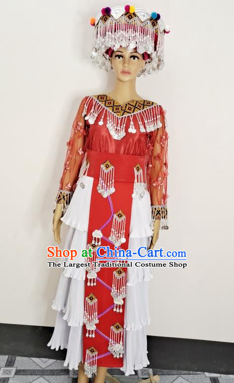 China Yunnan Minority Woman Garments Miao Nationality Festival Costumes Ethnic Photography Clothing Traditional Hmong Wedding Dress Outfits