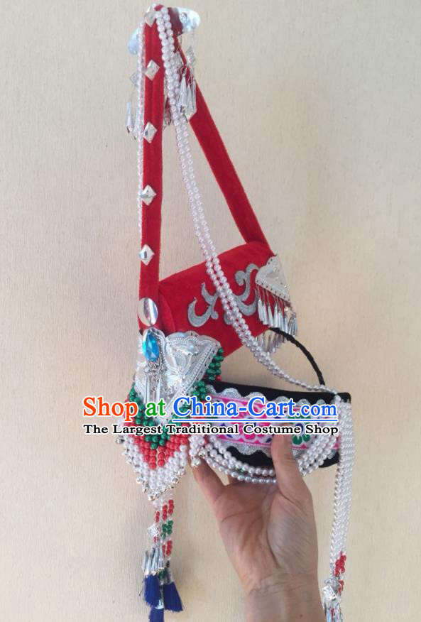 China Ethnic Performance Headdress She Nationality Folk Dance Tassel Hat Guangdong Minority Bride Headwear