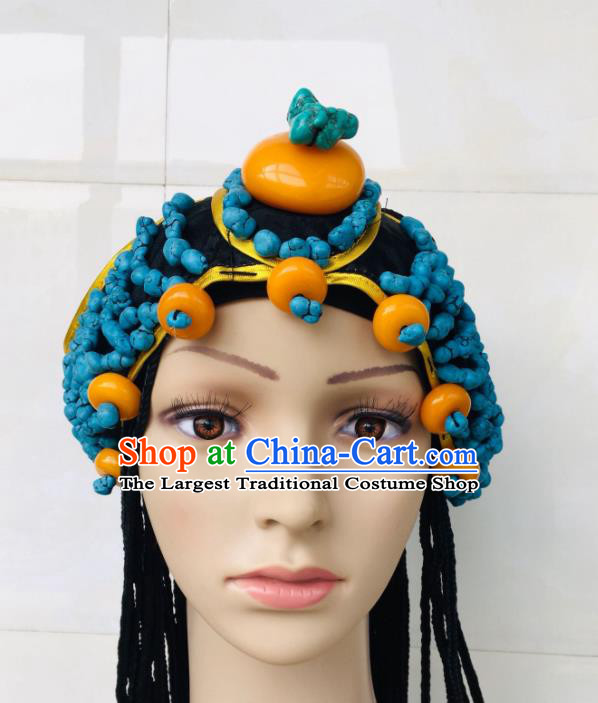 China Xizang Ethnic Wedding Headband Zang Nationality Folk Dance Hair Accessories Tibetan Minority Performance Headpieces