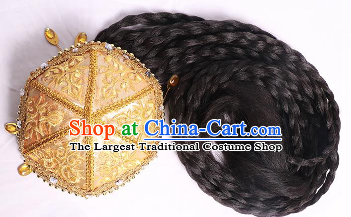 China Uyghur Nationality Woman Dance Headdress Uigurian Minority Golden Hat Ethnic Stage Performance Hair Accessories