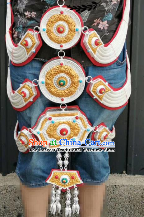 Handmade China Tibetan Robe Waistband Zang Nationality Waist Accessories Ethnic Wedding Cupronickel Belt Pendant