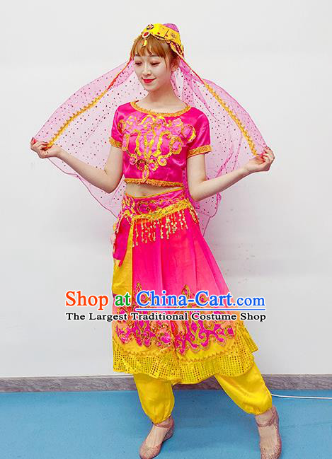 Professional Oriental Dance Clothing Indian Dance Rosy Outfits Belly Dance Costume Raks Sharki Dress