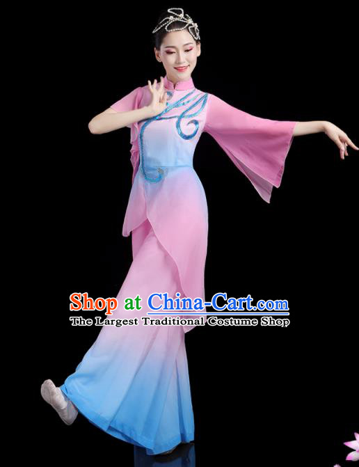 Chinese Woman Group Dance Costumes Yangko Performance Apparels Square Folk Dance Clothing Traditional Fan Dance Pink Outfits