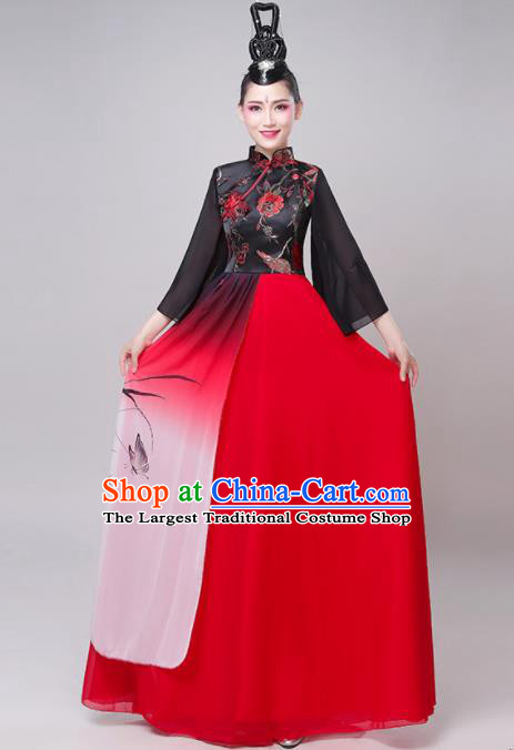 Professional China Opening Dance Red Dress Women Group Dance Costume Chorus Performance Garments Modern Dance Clothing