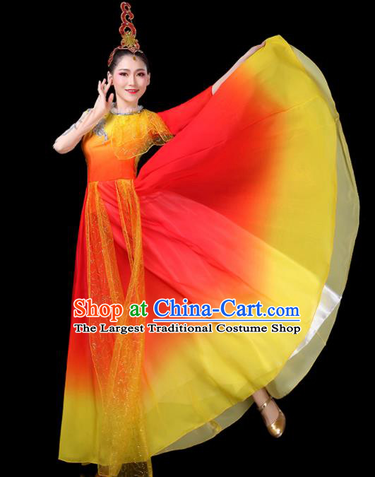 Professional China Woman Chorus Performance Garments Modern Dance Clothing Opening Dance Red Dress Spring Festival Gala Costume