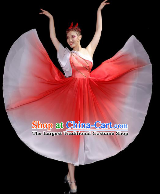 Professional China Women Chorus Garments Modern Dance Clothing Spring Festival Gala Opening Dance Red Dress Stage Performance Costume