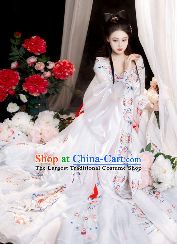 China Ancient Historical Garment Costumes Northern and Southern Dynasties Royal Princess White Hanfu Dress Clothing