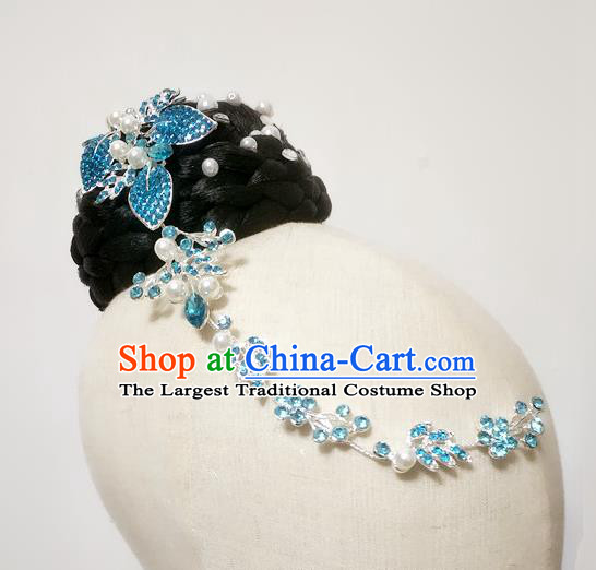 China Dai Nationality Dance Hair Accessories Folk Dance Wigs Chignon Yunnan Ethnic Peacock Dance Hair Crown