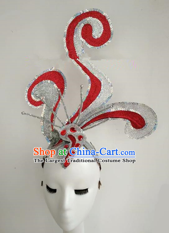 China Classical Dance Hat Group Dance Hair Accessories Lotus Dance Headpiece Women Opening Dance Hair Crown