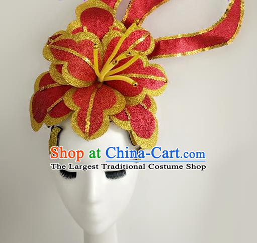 China Modern Dance Headpiece Women Opening Dance Hair Crown Peony Dance Hat Stage Performance Hair Accessories