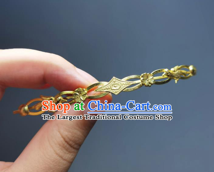 Chinese Traditional Hair Accessories Handmade Qing Dynasty Queen Golden Hair Stick Ancient Empress Hairpin