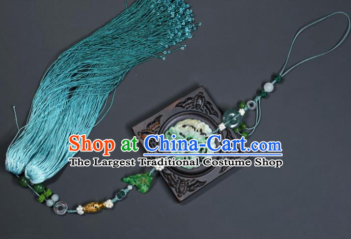 China Ancient Swordsman Tassel Belt Pendant Traditional Hanfu Waist Accessories Handmade Jade Carving Lotus Sachet Jewelry