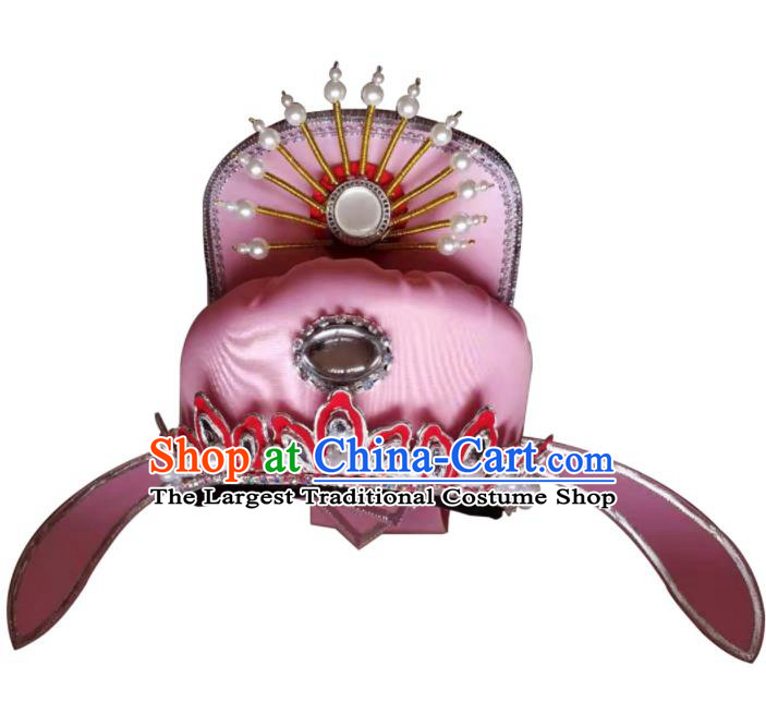 Chinese Ancient Scholar Hair Accessories Beijing Opera Xiaosheng Pink Satin Hat Peking Opera Young Male Headdress