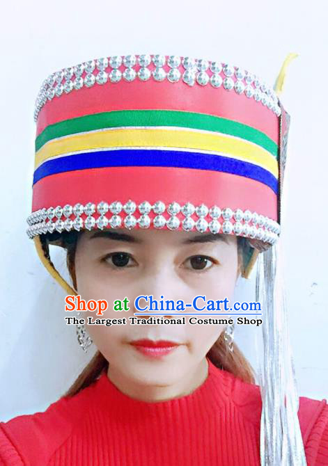 China Bai Nationality Folk Dance Headdress Yunnan Minority Stage Performance Headwear Ethnic Woman Ashima Hat