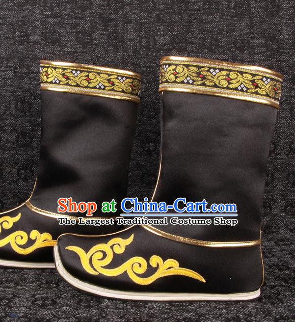 Chinese Ancient General Shoes Traditional Hanfu Black Boots Han Dynasty Swordsman Shoes