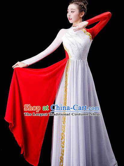 Professional Women Group Dance Fashion Chorus Performance Costume Modern Dance White Dress Opening Dance Garment