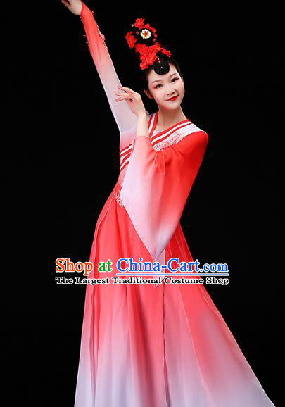 China Stage Performance Fashion Classical Dance Red Dress Beauty Dance Garment Costumes Umbrella Dance Clothing