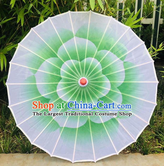 Chinese Classical Dance Umbrella Opening Dance Umbrella Green Jasmine Flower Umbrellas Stage Performance Umbrella Traditional Silk Bumbershoot