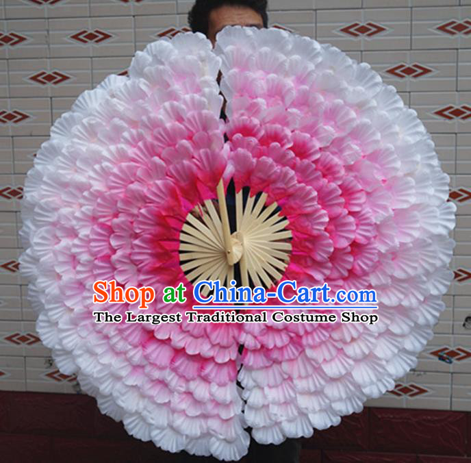 Chinese Yangko Dance Double Sides Fan Women Group Peony Dance Prop Fan Spring Festival Gala Opening Dance Silk Fans Folk Dance Folding Fan