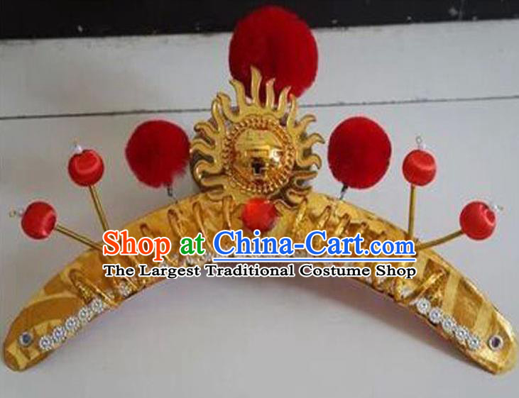 Chinese Ancient Female General Helmet Beijing Opera Hua Mulan Headdress Peking Opera Swordswoman Hair Accessories