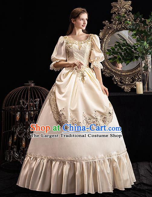 Top European Drama Performance Clothing Western Court Princess Champagne Full Dress Christmas Garment Costume Chorus Formal Attire