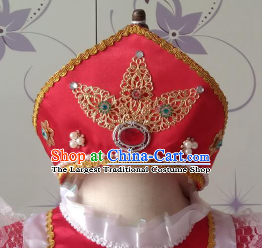 Custom Russia Court Maid Hair Crown Modern Dance Hair Accessories Russian Traditional Dance Red Hat Headdress