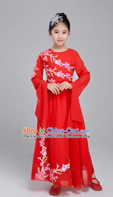 Custom Children Chorus Group Costume Modern Dance Red Dress Girls Stage Performance Fashion Clothing