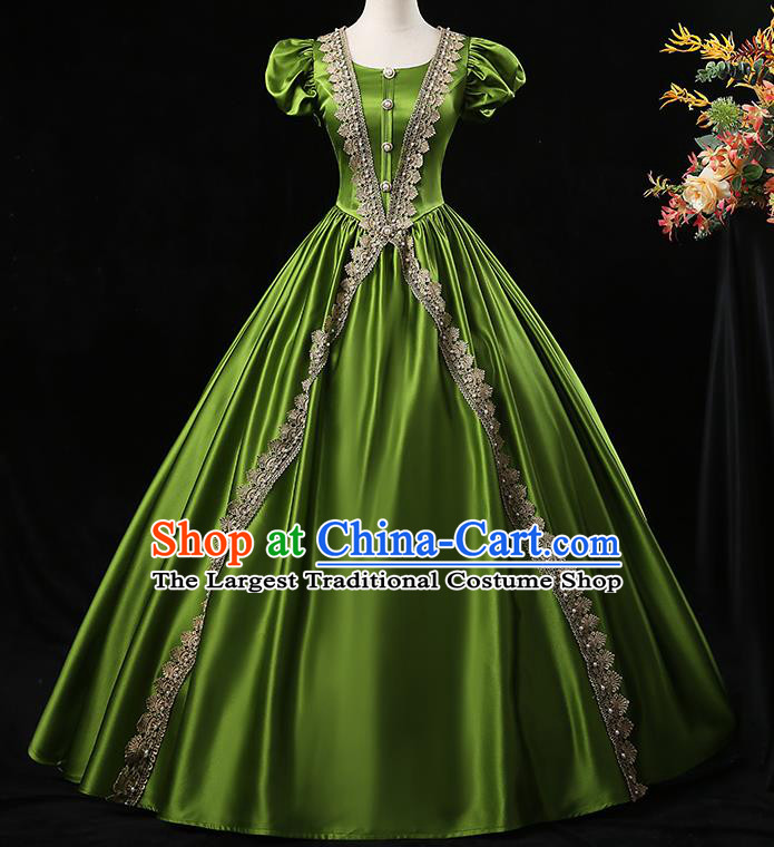 Top Chorus Performance Garment Costume French Noble Lady Formal Attire European Middle Ages Clothing Western Court Princess Green Dress