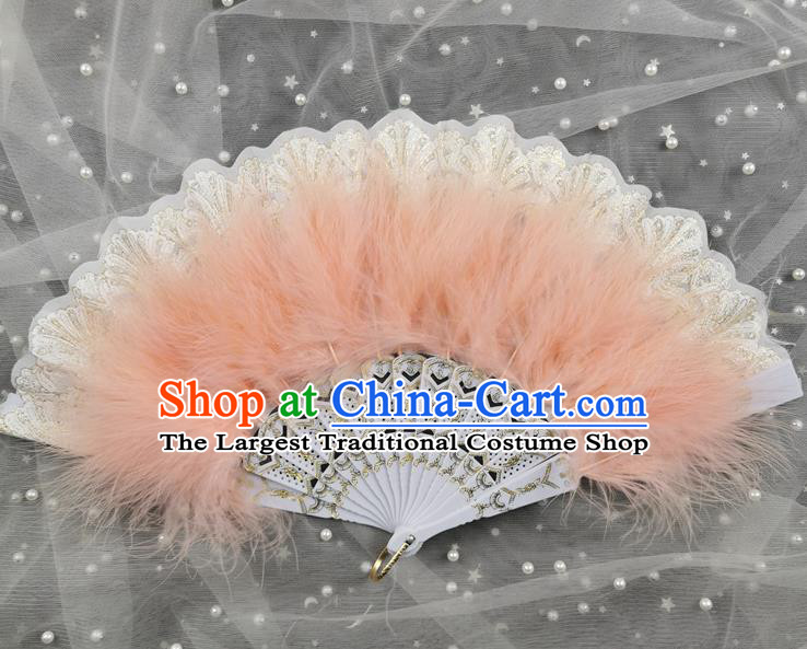 Handmade Dance Fan Classical Dance Feather Fan Cheongsam Stage Show Folding Fan China Lace Fan