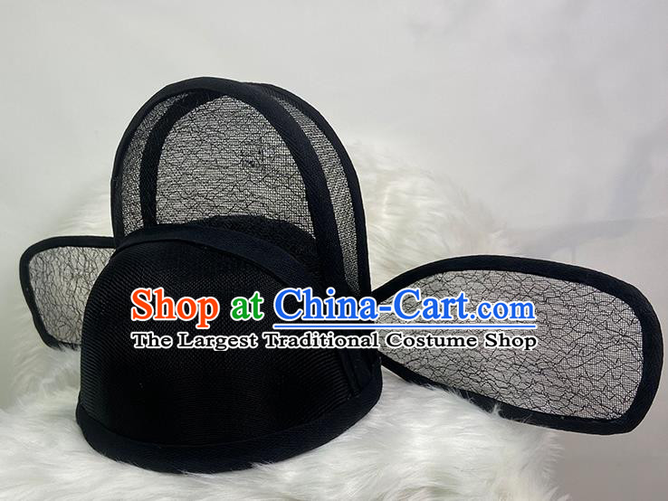 Chinese Ancient Official Hat Traditional Hanfu Chancellor Headwear Ming Dynasty Prime Minister Black Gauze Cap Headdress