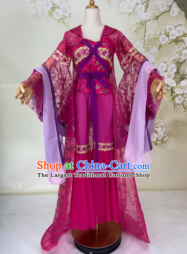 Chinese Tang Dynasty Court Woman Rosy Dress Outfits Traditional Drama Tong Liya Dance Garment Costumes Ancient Imperial Consort Clothing