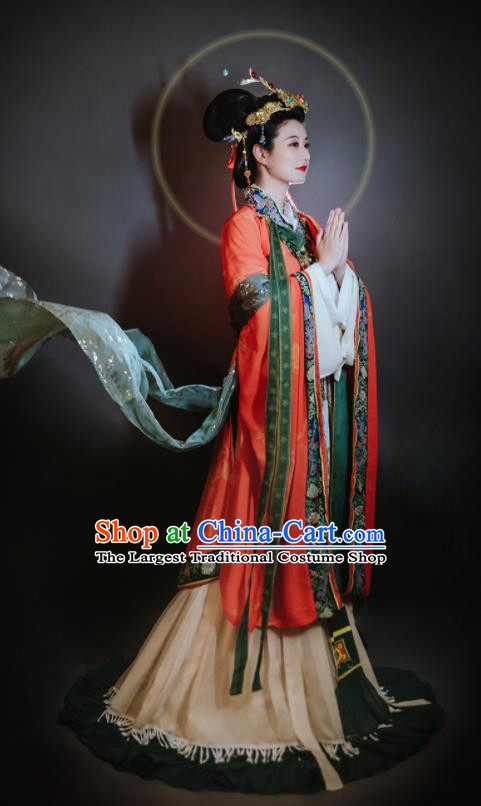 China Ancient Goddess Garment Costumes Traditional Historical Clothing Song Dynasty Empress Hanfu Dress Attires Complete Set