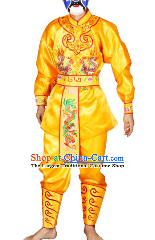 China Beijing Opera Takefu Clothing Traditional Peking Opera Wusheng Yellow Outfits Folk Dance Lion Dance Costumes