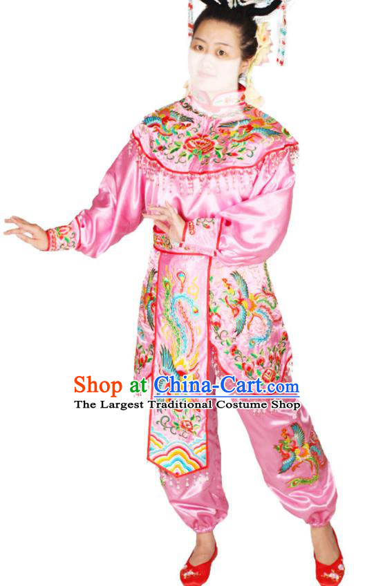 Chinese Peking Opera Hua Mulan Pink Uniforms Traditional Cosplay Female General Clothing Beijing Opera Swordswoman Garment Costumes