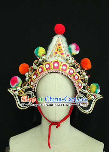 Chinese Ancient Soldier Hat Handmade Chaozhou Opera Warrior Headdress Beijing Opera Wusheng Helmet Headwear