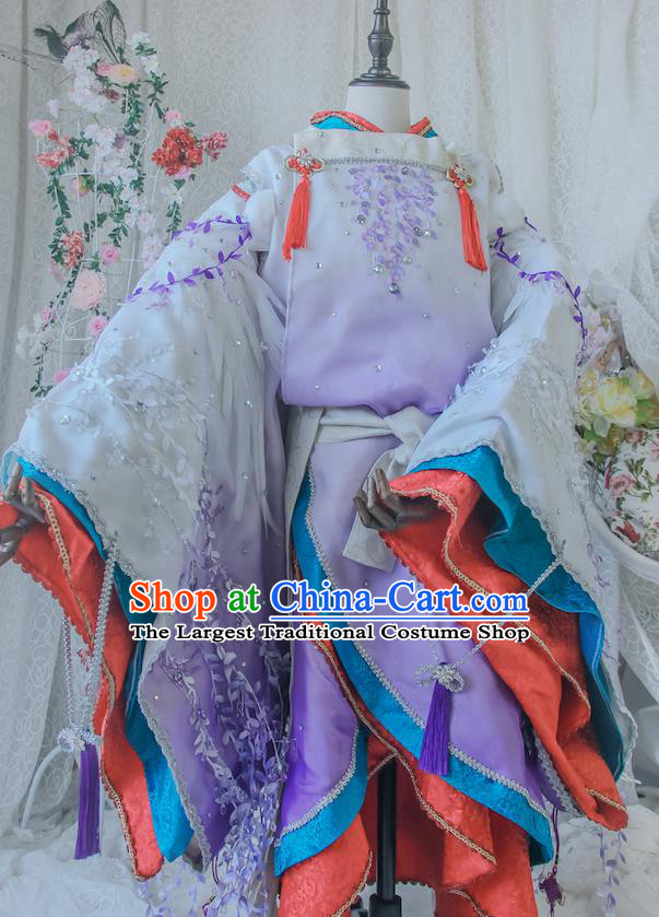 Top Japanese Garment Costumes Cosplay Onmyoji Lilac Suits Swordsman Kimono Uniforms