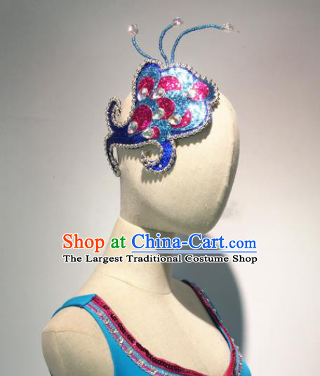 Top China Ethnic Peacock Dance Hair Accessories Yunnan Minority Female Dance Blue Hair Stick Dai Nationality Stage Performance Headpiece