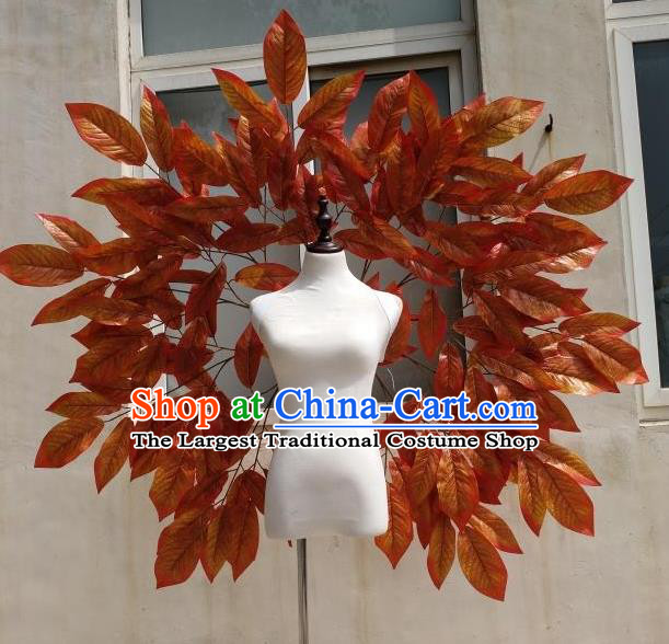 Custom Carnival Parade Accessories Miami Stage Show Decorations Cosplay Props Angel Red Leaf Wings Halloween Fancy Ball Wear