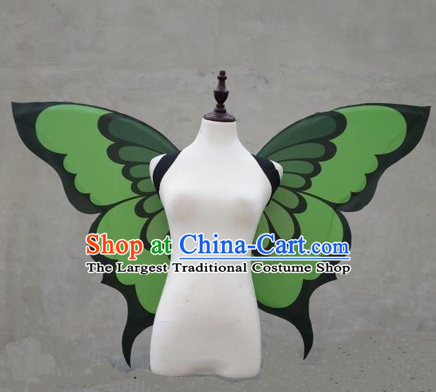 Custom Halloween Fancy Ball Wear Carnival Parade Accessories Miami Catwalks Back Decorations Cosplay Fairy Props Stage Show Green Butterfly Wings