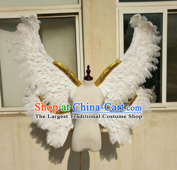 Custom Miami Show White Feather Decorations Cosplay Deluxe Butterfly Wings Catwalks Angel Props Halloween Fancy Ball Accessories Carnival Parade Wear