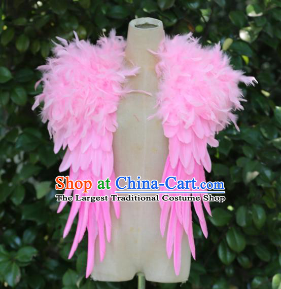 Top Samba Dance Pink Feather Shoulder Accessories Miami Catwalks Cape Decorations Stage Show Prop Brazilian Carnival Epaulet