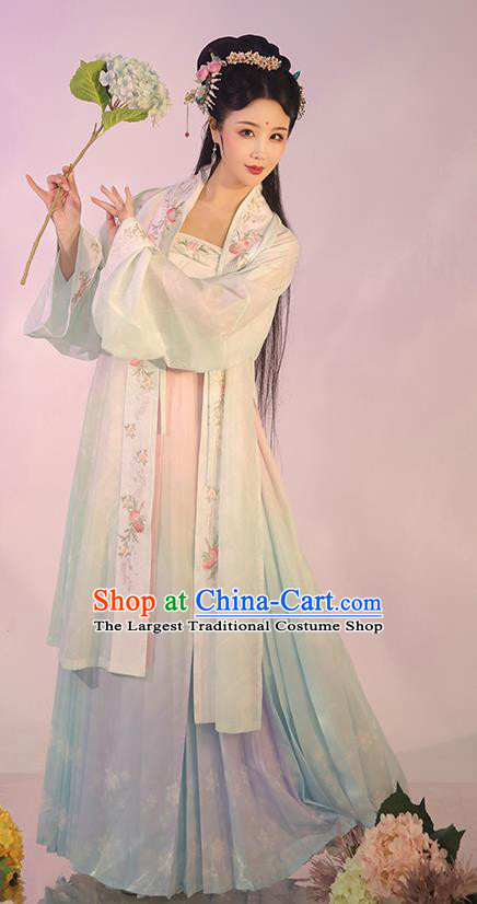 China Traditional Embroidered Hanfu Dress Ancient Court Woman Garment Costumes Song Dynasty Palace Princess Historical Clothing