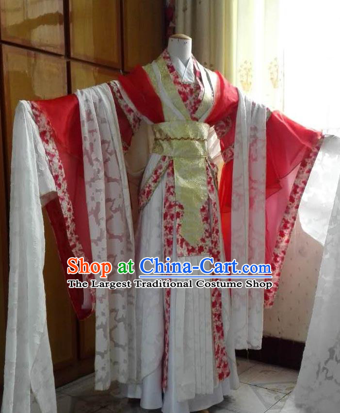 China Cosplay Princess Red Dress Outfits Traditional Puppet Show Swordswoman Feng Cailing Garment Costumes Ancient Fairy Clothing