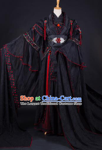 China Ancient Imperial Concubine Clothing Cosplay Princess Black Dress Outfits Traditional Puppet Show Swordswoman Feng Cailing Garment Costumes