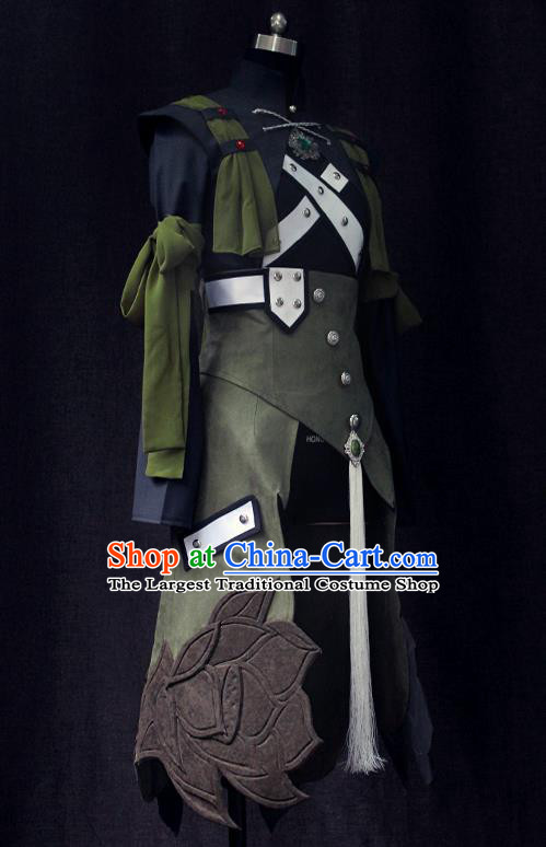 Custom Western Assassin Olive Green Suits Cosplay Knight Clothing Game Puppet Show Swordsman Garment Costumes